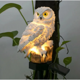 Садовый светильник сова на солнечной батарее, водонепроницаемый, высота 15 см, белый